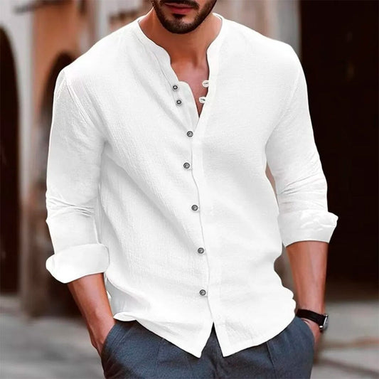 Camisa de Lino Cuello Redondo - Daymon