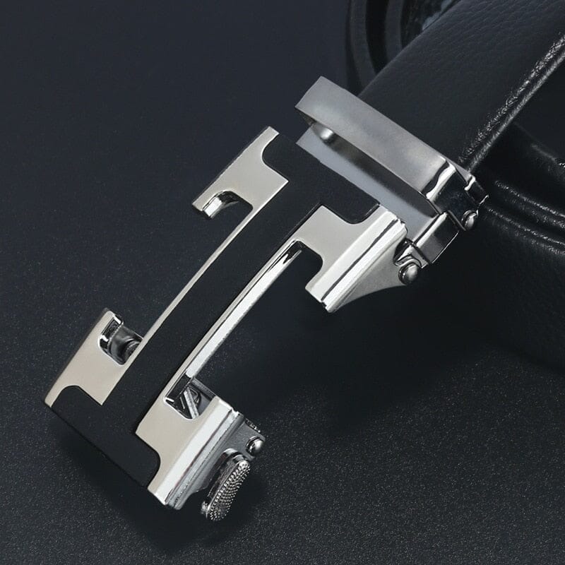 Cinturón de Cuero con Hebilla Automática de Metal