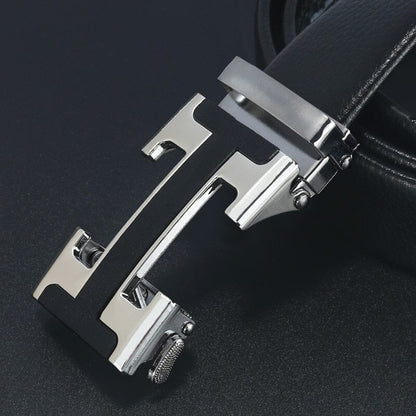 Cinturón de Cuero con Hebilla Automática de Metal