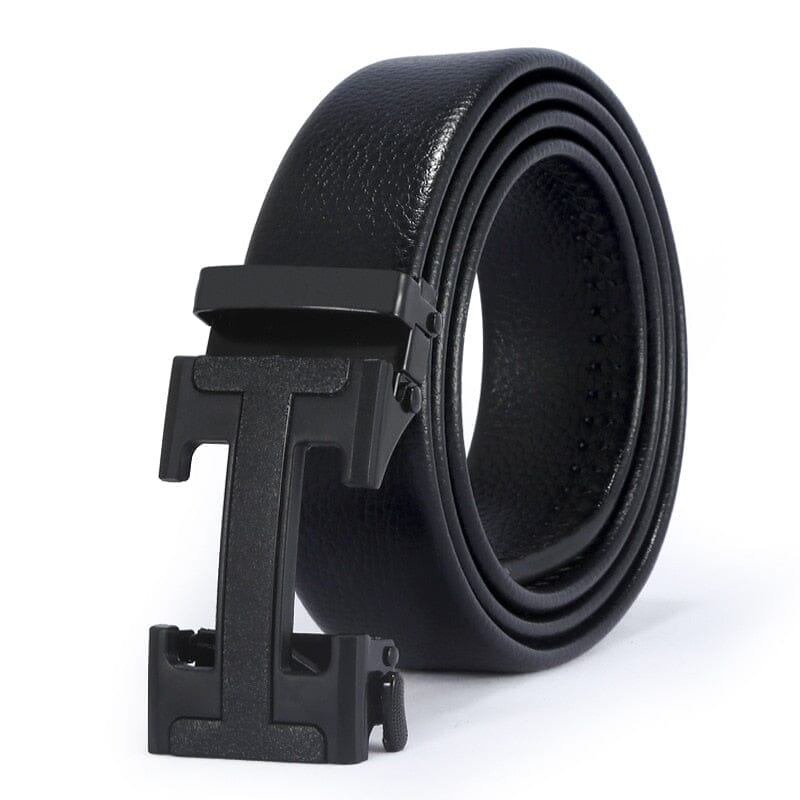 Cinturón de Cuero con Hebilla Automática de Metal